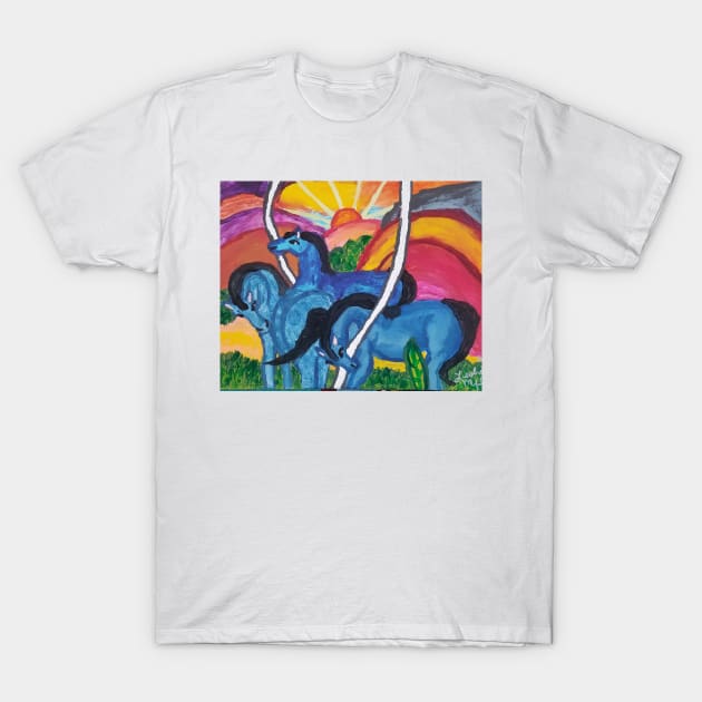 Blue Horses T-Shirt by LeslieK75